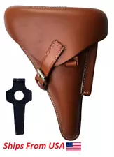 WWII GERMAN LUGER P08 Hardshell brown LEATHER HOLSTER WITH TAKE DOWN TOOLS