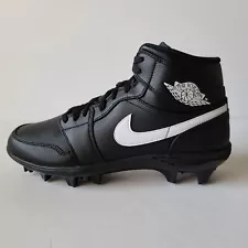 Nike Air Jordan 1 Mid TD Black White Football Cleats FJ6805-001