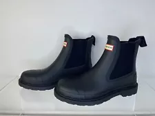 New Hunter Black Commando Chelsea Short Rubber Rain Boots Men's 8M EU 40/41 UK 7