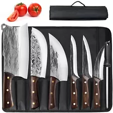 New Listing7 Pieces Butcher Knife Set with Roll Bag, Chef Knife Set for Meat Cleaver Cut...