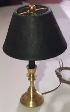 Dollhouse Miniature Electric Table Lamp Brass Black Shade Wired 1:12 Scale