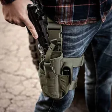 Tactical Adjustable Pistol Gun Drop Leg Thigh Holster with Mag Pouch Right Hand