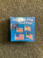 4*American Flag Metal Pins Gold Pierced Back Patriotic Lapel 4 styles