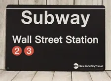 New York Wall Street Subway Station Tin Metal Sign Train MBA Grad Student Gift