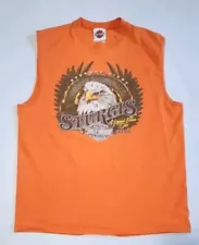 HARLEY Shirt Sturgis Black Hills Rally 2011 Orange Cut Off Graphic Tanktop Shirt