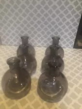 Lot Of 6 Green Glass Bottles-4” Tall