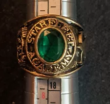 VERY RARE Star Trek Starfleet Academy Gold Tone Green Stone Ring Paramount