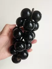 Vintage Lucite Acrylic 15 Black Grapes Clusters MCM 7"