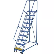 NEW! Vestil 10 Step Blue Steel Portable Warehouse Ladder Grip Strut 350lb Cap!!