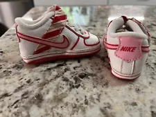 Nike Baby Shoe Crib 2c Infant Size Vandal Pink Red White Excellent Condition