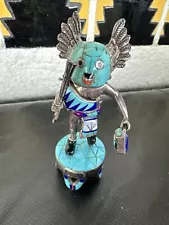 ZUNI Indigenous Art Sterling & Turquoise Kachina Doll By Tom Wilson