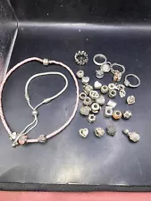 Massive Lot Authentic Pandora ALE .925 Sterling Charms, Bracelet,rings