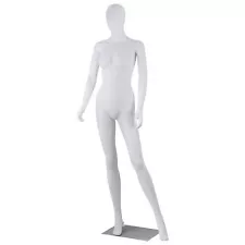 70"Female Mannequin Full Body Realistic Display Head Turns Dress Form Base White