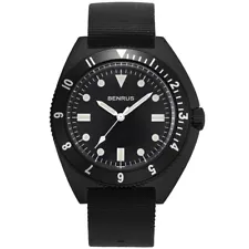 BENRUS Type 1 Black Analog Military Black Dial Quartz Men Watch Reprint Model