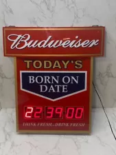 BUDWEISER Beer Liquor Store Electric Sign w/ Digital Born on Date Calendar