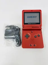 Game Boy Advance SP Flame Red Handheld Console System AGS-001 GBA SP Cleaned!