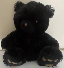 12" plush Teddy Bear, black with brown pre-owned decent shape