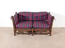 Antique French Dark Oak 1950s / 60s Shell Carved Settee Daybed