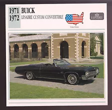 1971-1972 Buick LeSabre Custom Convertible Car Photo Spec Sheet Info Stat CARD