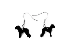 Bedlington Terrier Dog Dangle Earrings in Black with 316L Surgical Steel Hooks