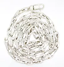 14KT WHITE GOLD 5.5MM 24" FLAT SURFACE MODIFIED ANCHOR LINK CHAIN NECKLACE