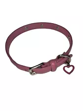 COACH Sz Medium PINK ORCHID OPEN HEART & Heart GROMMETS DOG COLLAR