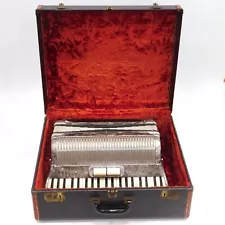 Burini Brand 41 Key/120 Button Silver Piano Accordion w/ Hard Case