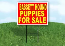 Bassett Hound PUPPIES FOR SALE YELLOW RED Yard Sign Road with Stand LAWN SIGN