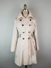 Elegant Cream Double Breasted Belted Trench Coat Women's Size Medium