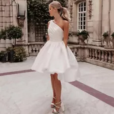 Casual wedding dress,Elopement bridal gown,One shoulder short wedding dress