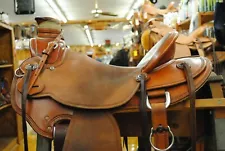 Leather Western Roping Ranch Wade Saddle for Horse with Tack Set Seat 14"-18"