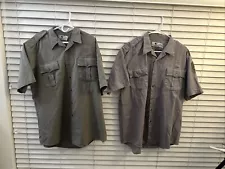 2 National Parks Service Gray Button Up Short Sleeve Shirts With Patches