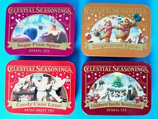 CELESTIAL SEASONINGS Set of 4 Miniature Holiday Tea TINS--New/Empty