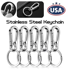 8× Keychain Key Ring Carabiner Clip Keyring Chain Fob Holder Silver Metal US