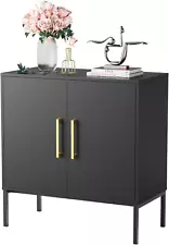 Storage Cabinet with Doors and Shelves, Free Standing Office Cabinet, Modern Woo