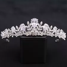 Silver CZ Diamond Bridal Wedding Tiara Crown Swarovski Crystal Crown