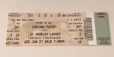 1/27/10 Lakers Pacers Conseco Fieldhouse Balcony Level Ticket Stub Kobe Bryant