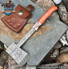 CSFIF Custom Forged Clever Chopper Axe Knife Rain Drop Damascus Hard Wood Hunter