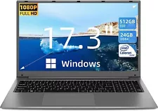 SGIN Laptop 17 Inch computer with 24GB RAM 512GB SSD Dual Core 2.8 GHz Mini HDMI