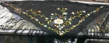 3 Old Spanish embroidered silk head mantilla