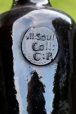 ANTIQUE c1750 All Soul Coll: C:R COMMON ROOM OXFORD BLACK GLASS CYL WINE BOTTLE