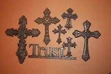 CROSS COLLECTION, 6 RELIGIOUS ITEMS,SPIRITUALITY, CHURCH DECOR, COLLECTIBLES