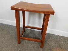 Vintage Wooden Handcrafted in USA Classic Saddle Seat 24" Tall Counter Bar Stool