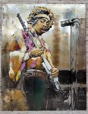 JIMI HENDRIX OIL PAINTING GLAZED 40X32 CANVAS WALL ART CONTEMPORARY POP SALE