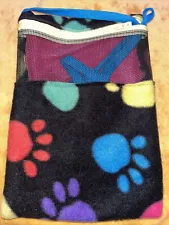 Sugar Glider Bonding Pouch Bonding Bag Colorful Rainbow Colored Paws On Black