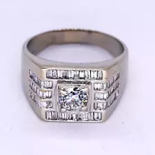 18K white gold jewelry 2.25CT diamond cluster cocktail ring size 13.5