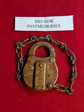 YALE "SANTA FE" RAILROAD BRASS PADLOCK, OLD ANTIQUE LOCK VINTAGE LOCKS LOT