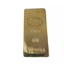 GOLD BAR Paperweight. "1 Kilo" Swiss Bank Corp. "Nothing Feels Like Real Gold"