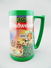 VTG '86 Budweiser Eagle Handled Beer Stein Mug Green Irish This Buds For You EUC