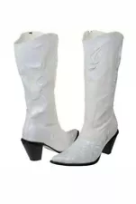 Country Style Wedding Boots White Sequins by John Fashion Women's Size 8 Medium